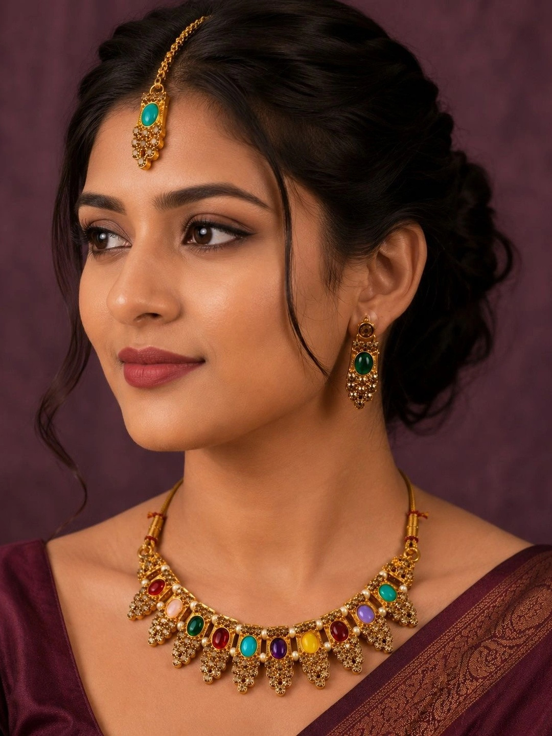 GlowbyShradha Brass Gold-Plated Antique Necklace