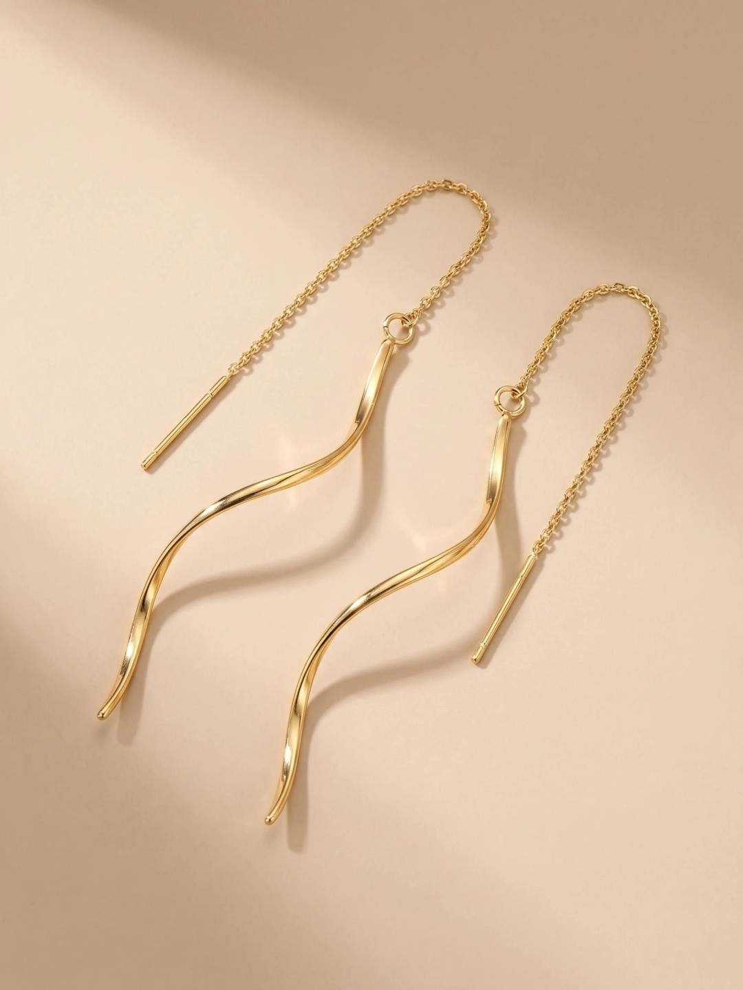 MYKI Gold-Toned Contemporary Drop Earrings