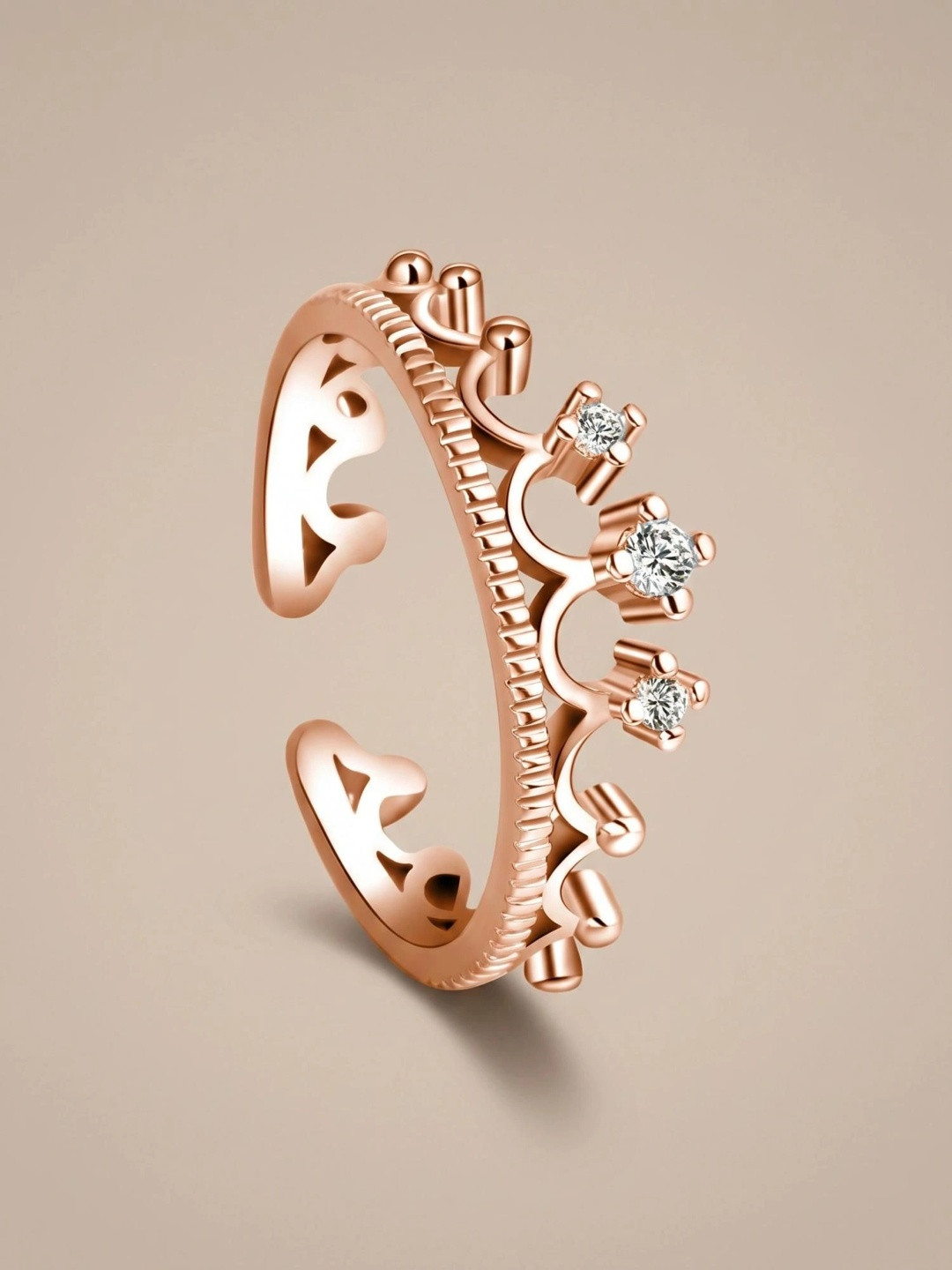 MYKI Rose Gold-Plated Cubic Zirconia-Studded Ring