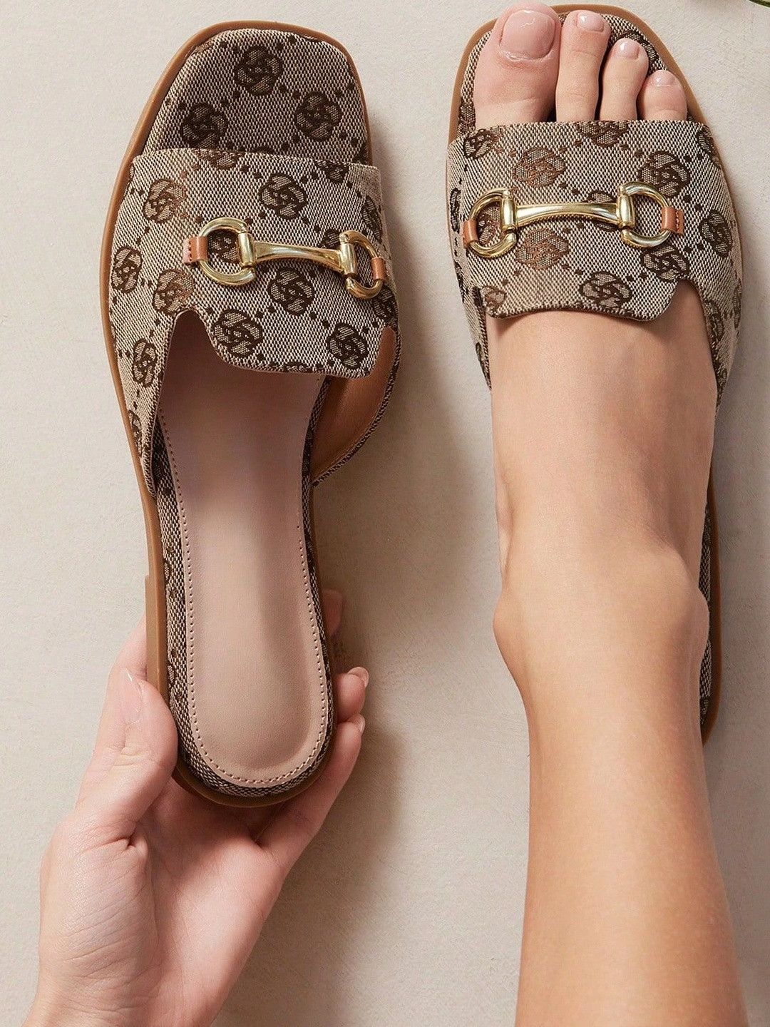 Jbarg Women Printed Open Toe Flats with Buckles