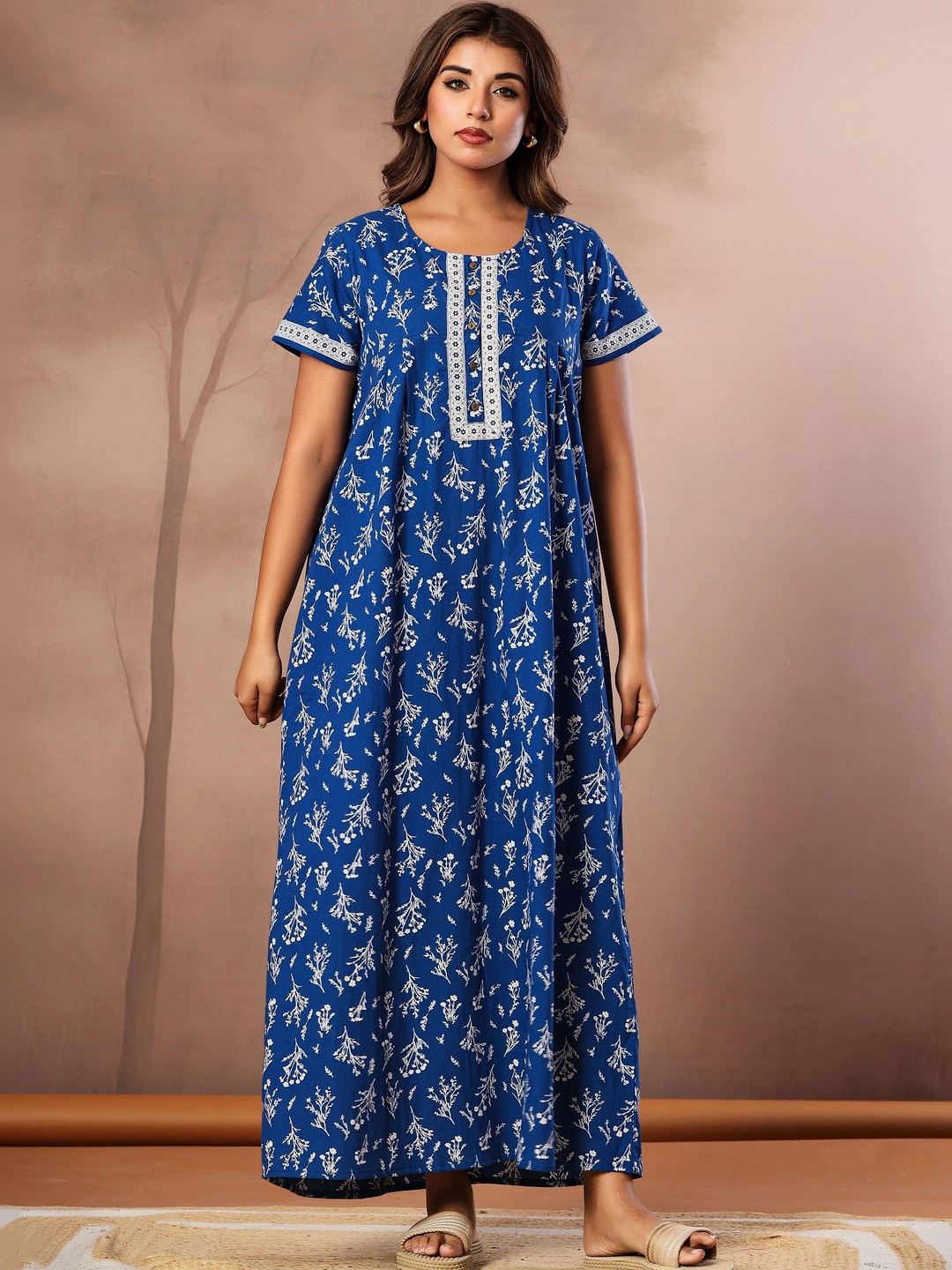 Nihsamah Printed Maxi Nightdress