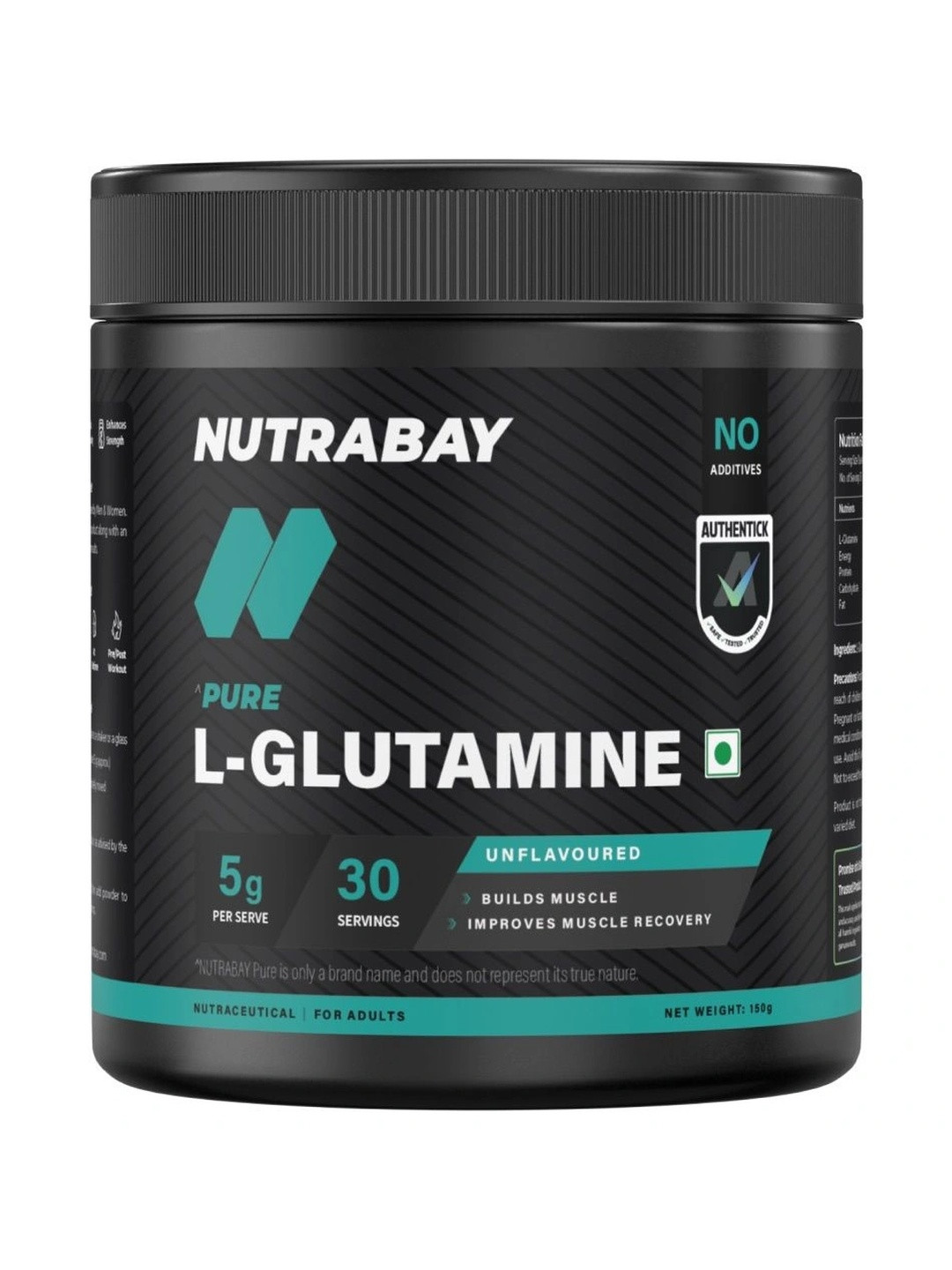 Nutrabay L-Glutamine Powder For Muscle Growth & Recovery - 150 g
