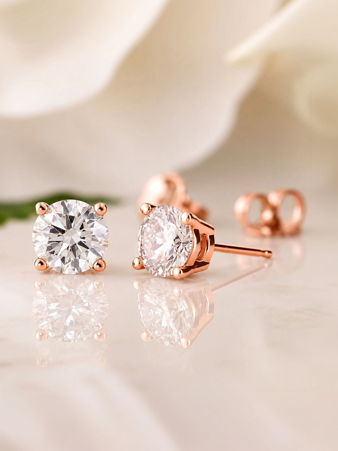 RAGABANDHA DESIGN STUDIO 925 Sterling Silver 22K Rose Gold-Plated Zircon Studded Studs