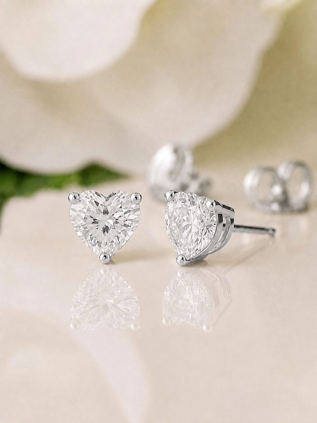 RAGABANDHA DESIGN STUDIO 925 Sterling Silver-Plated Zircon Studded Heart Shaped Studs