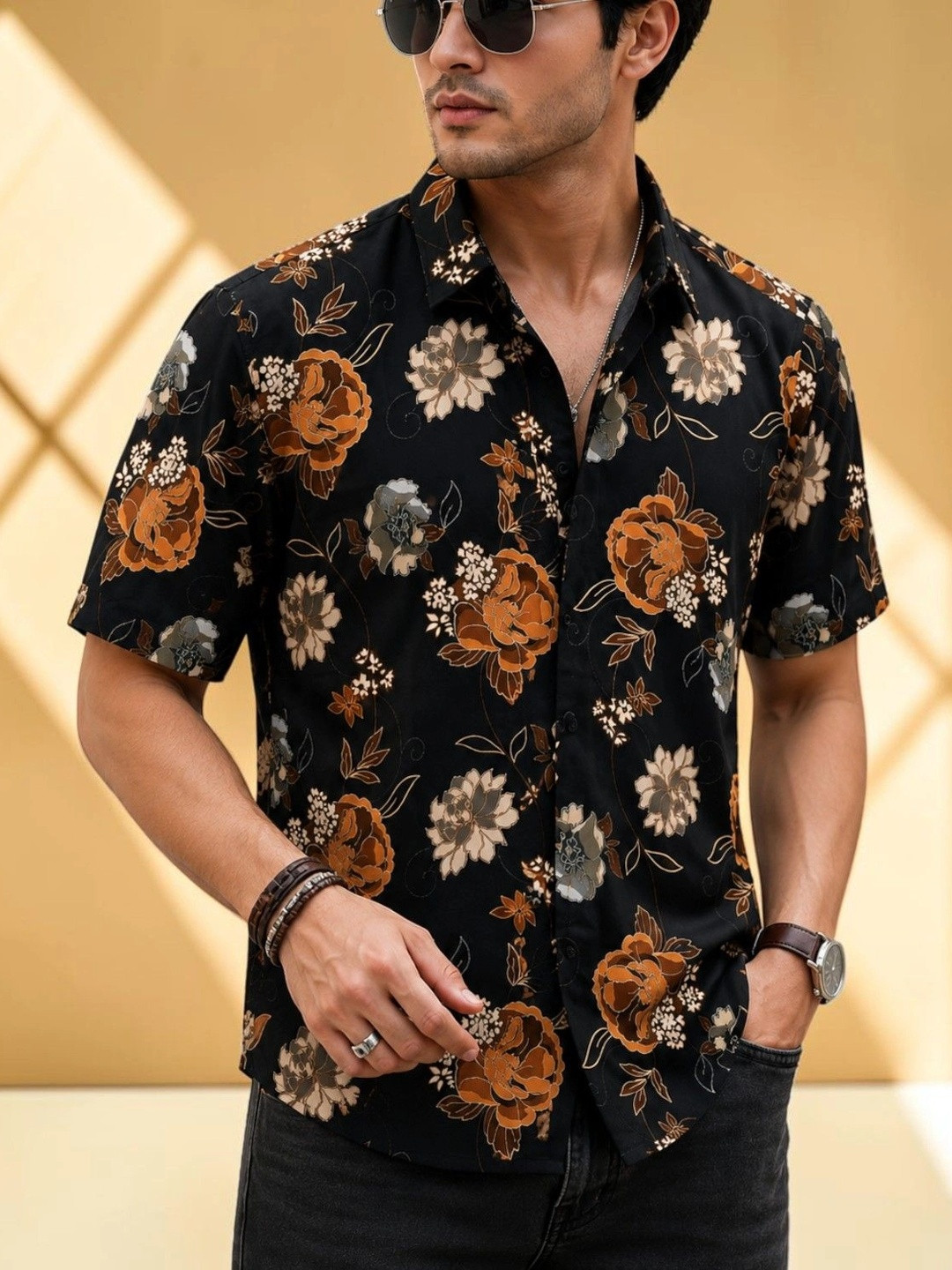 MOJAMEDI Men Standard Floral Printed Casual Shirt