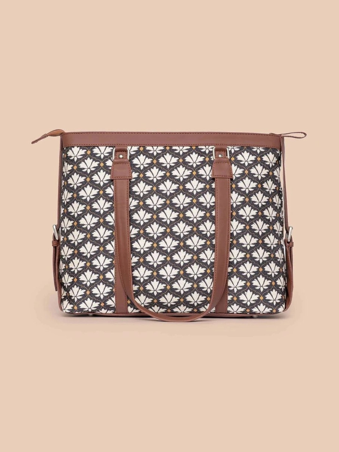 ORIFAB Floral Printed Oversized Structured Tote Bag