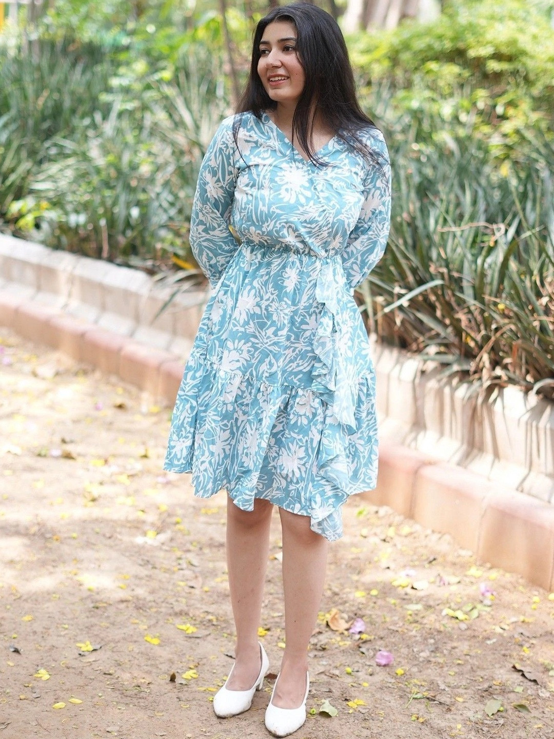 DressBerry Flora women Print Crepe A-Line Dress