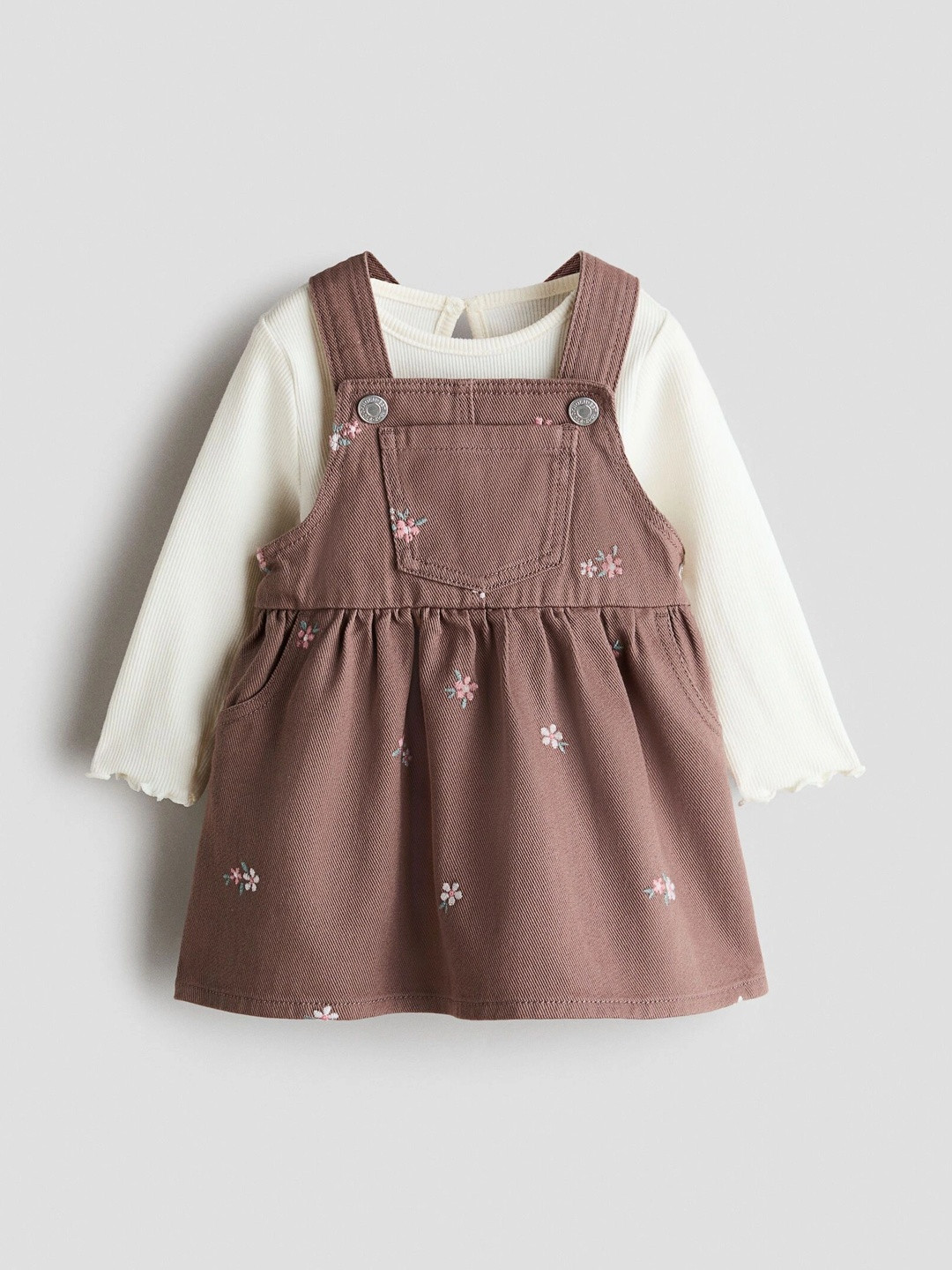 H&M Floral Embroidered Pinafore Dress