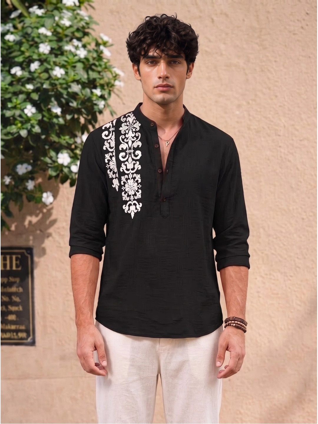 Royalscout Men Cotton Mandarin Collar Casual Shirt