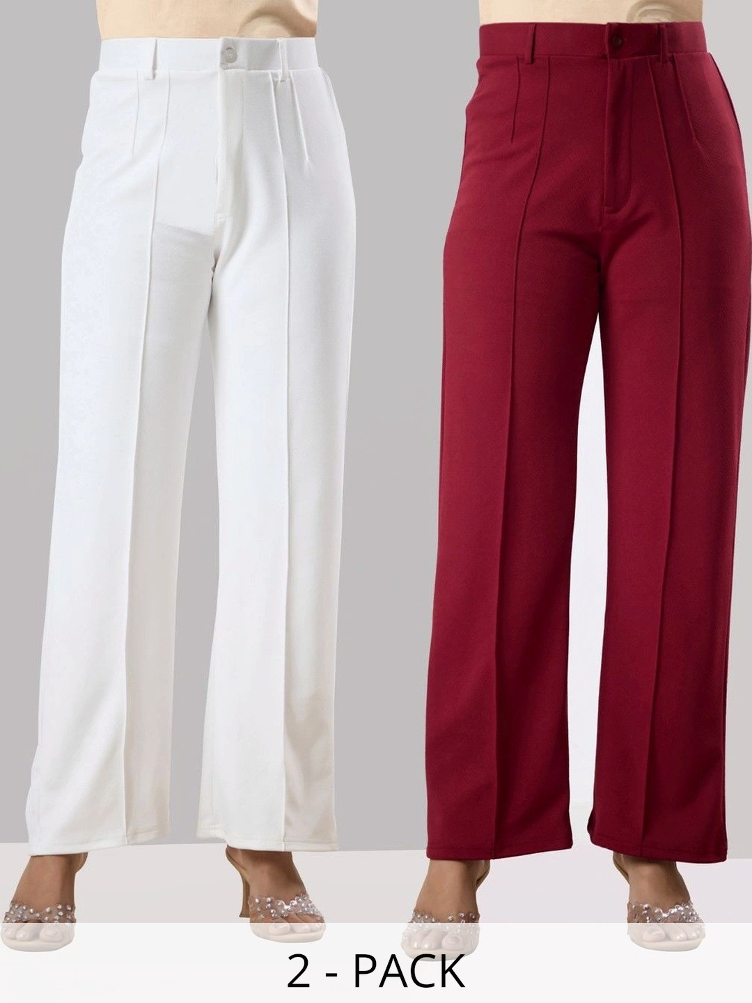 VENITYWAVE Women Relaxed High-Rise Trousers