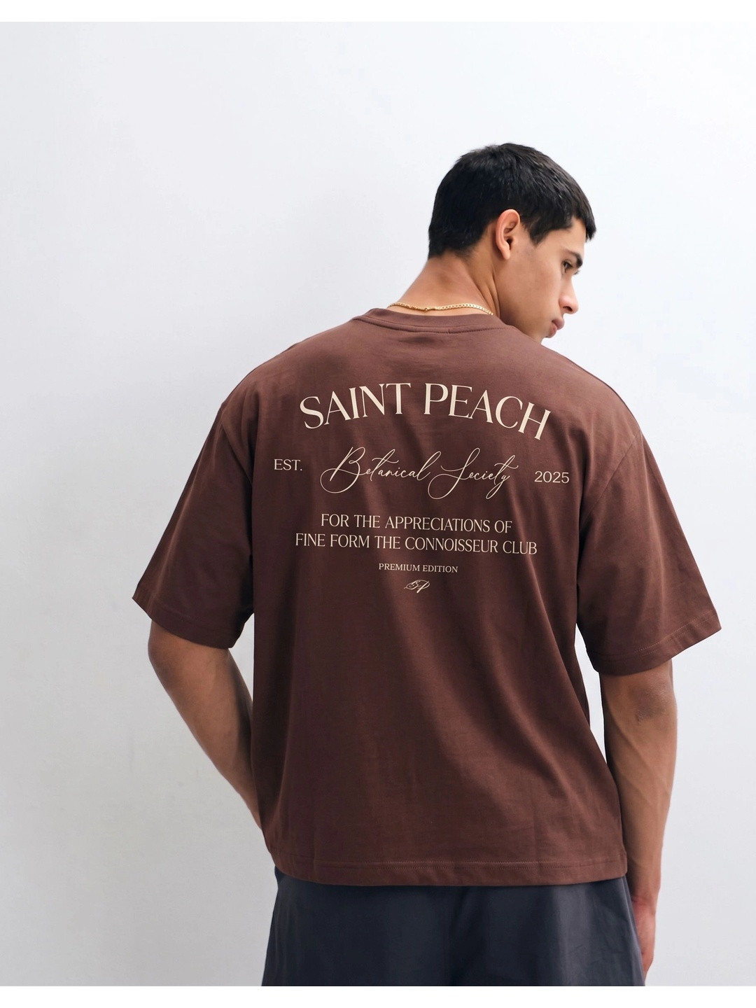 SAINT PEACH  Men Typography Printed Boxy T-shirt