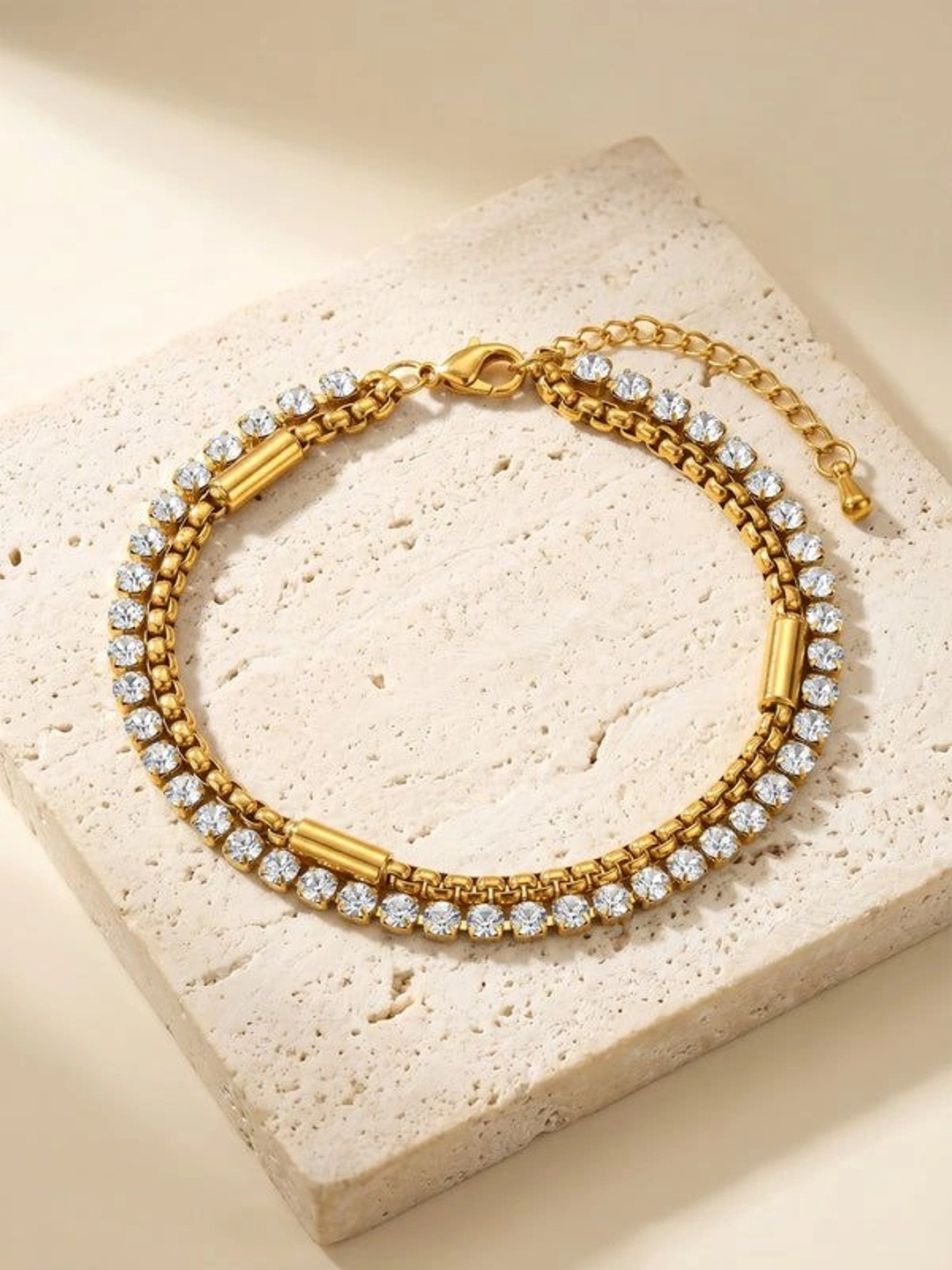 IXIA by Giva Women Crystals Gold-Plated Multistrand Bracelet