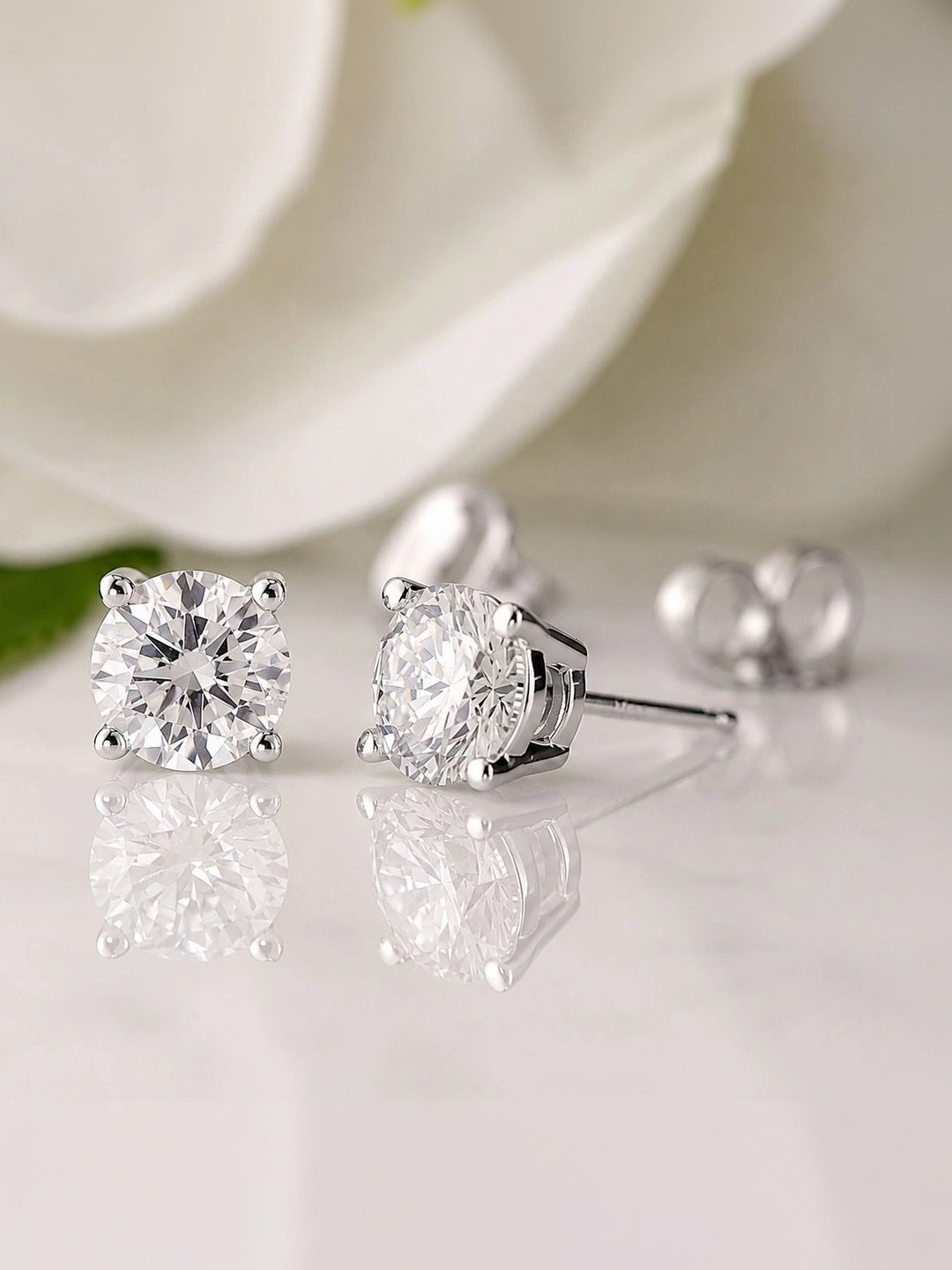 RAGABANDHA DESIGN STUDIO 925 Sterling Silver-Plated Zircon Studded Circular Shaped Studs