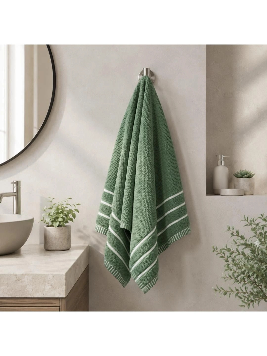 QUARCK Green 1 Cotton 500 GSM Bath Towel