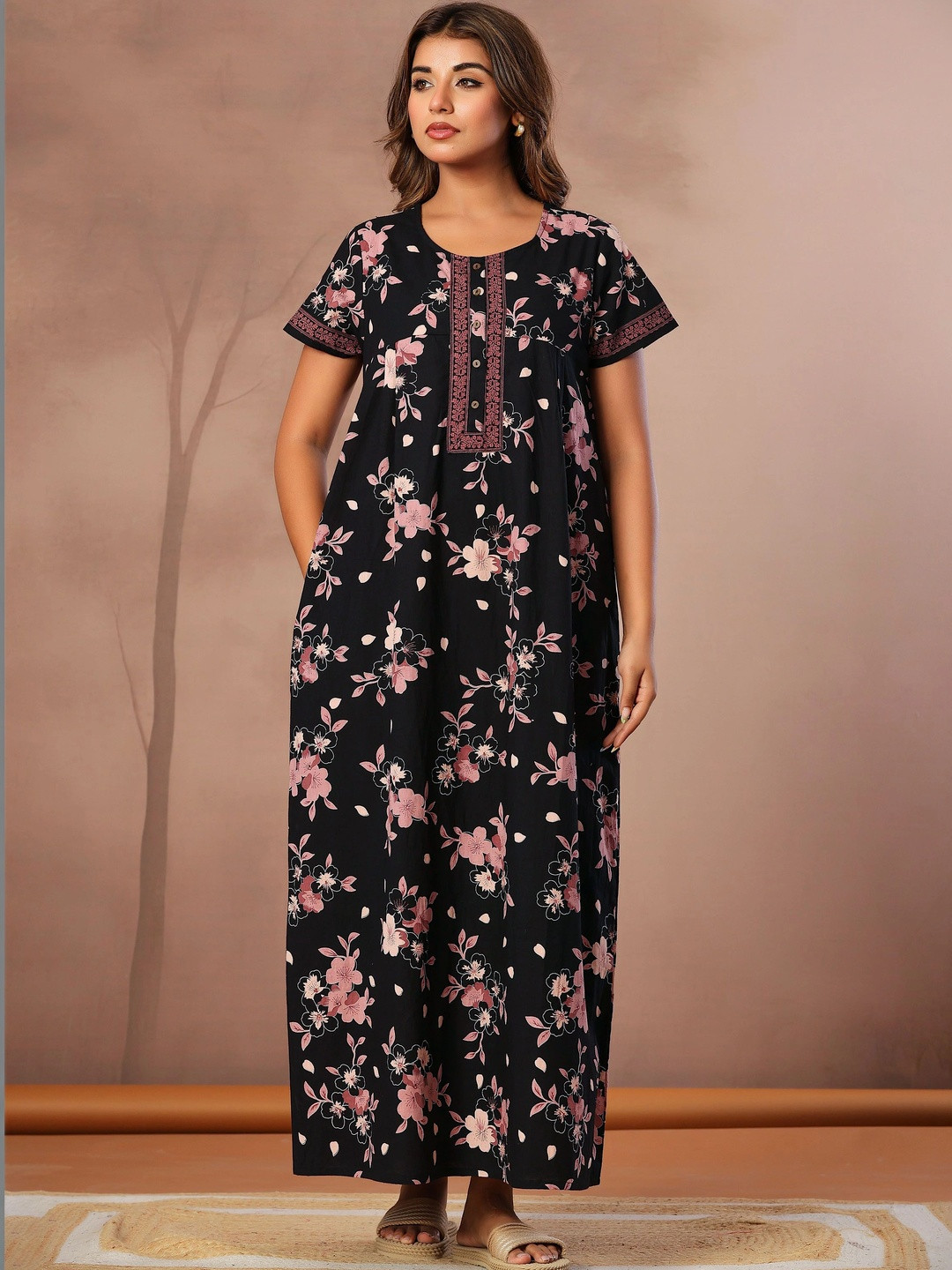 Nihsamah Printed Maxi Nightdress