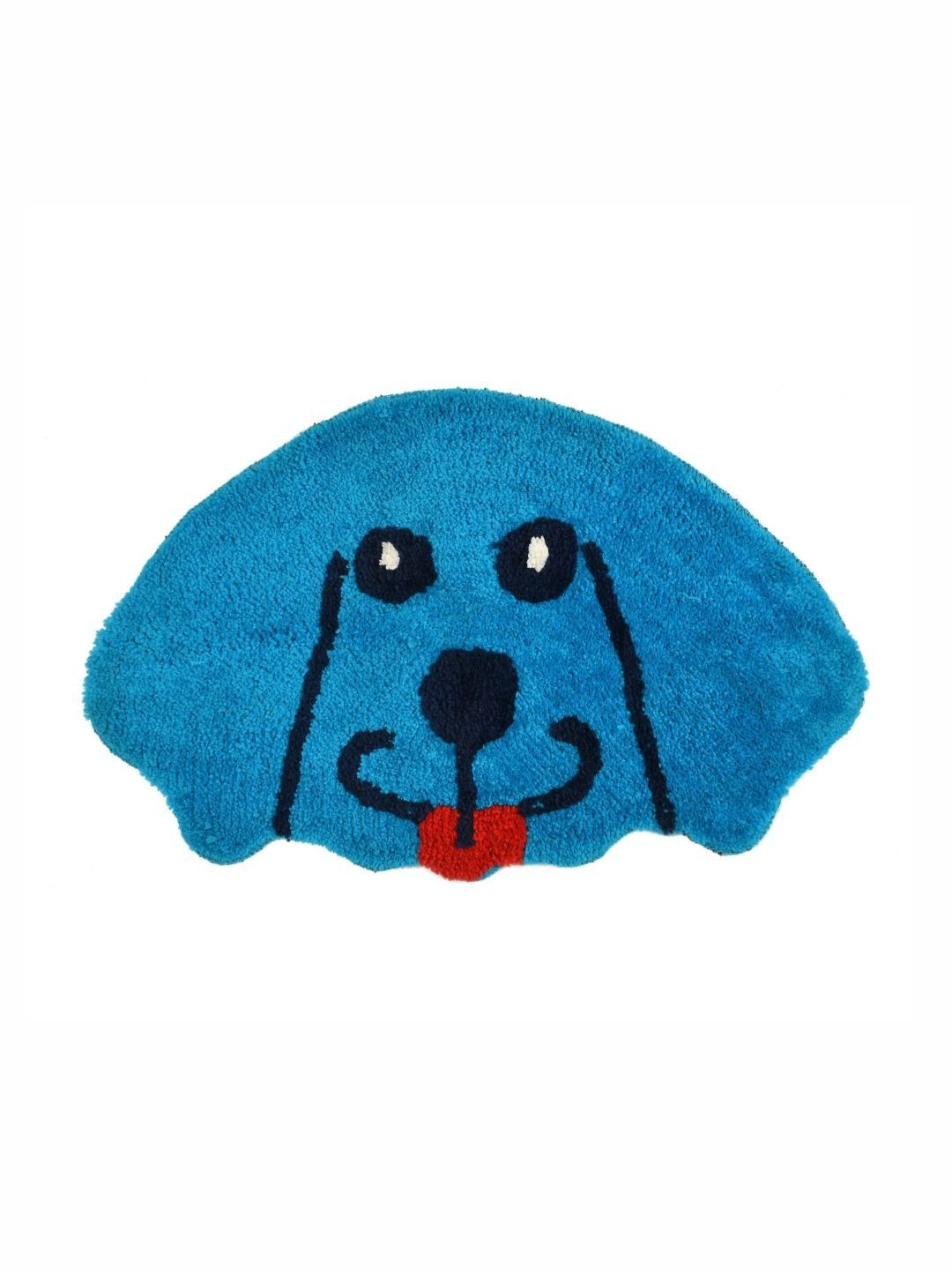 FINE TEX WORLD Blue & Black Patterned Microfibre Dog Shaped Anti-Skid Doormat