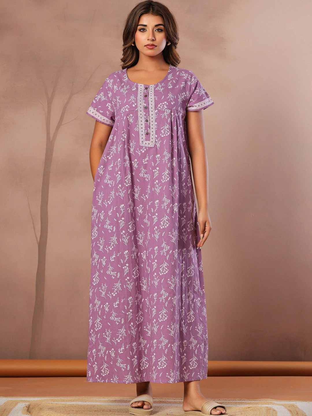 Nihsamah Printed Maxi Nightdress