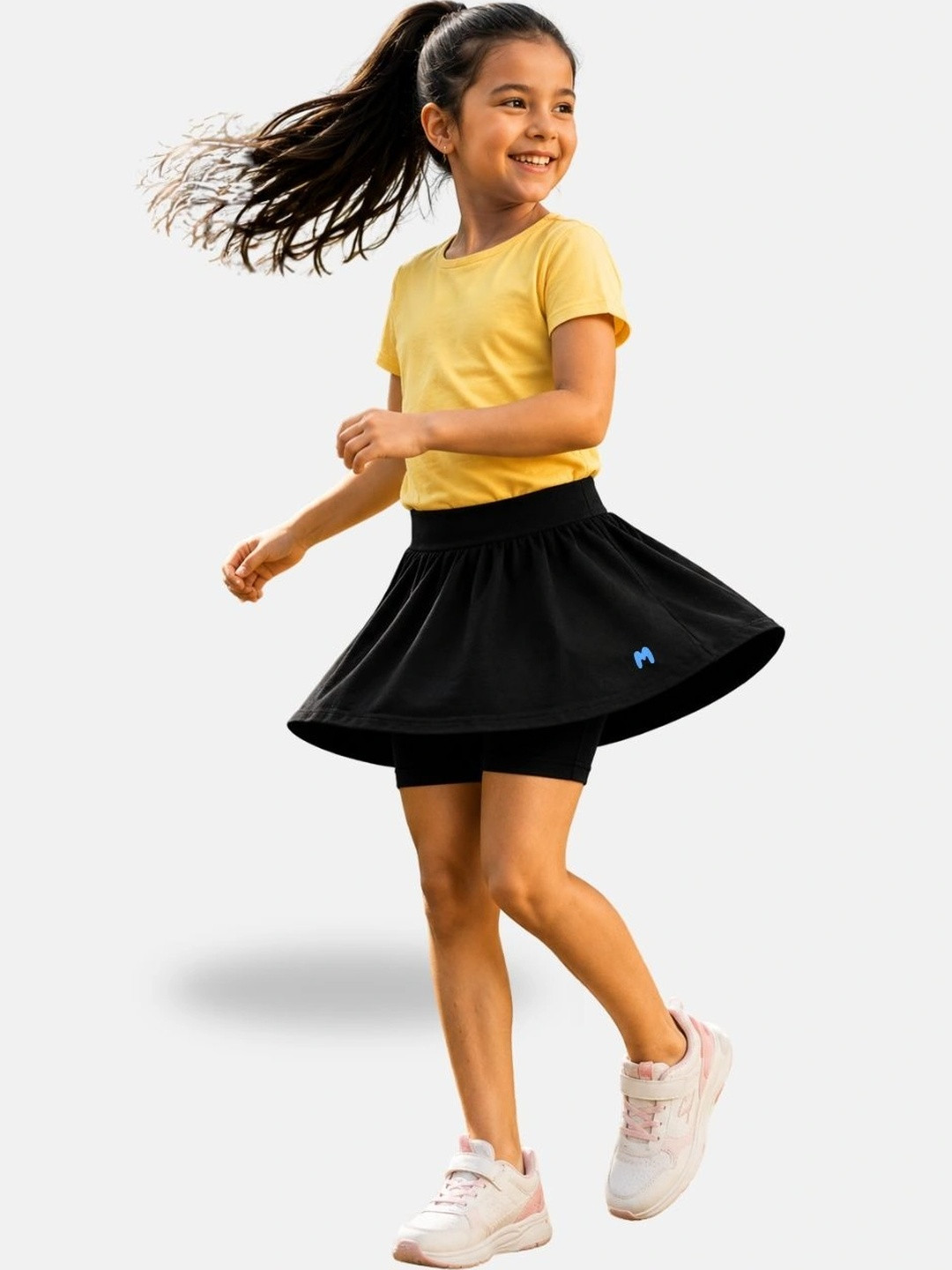 mackly Girls Cotton Blend Mini Flared Skirt
