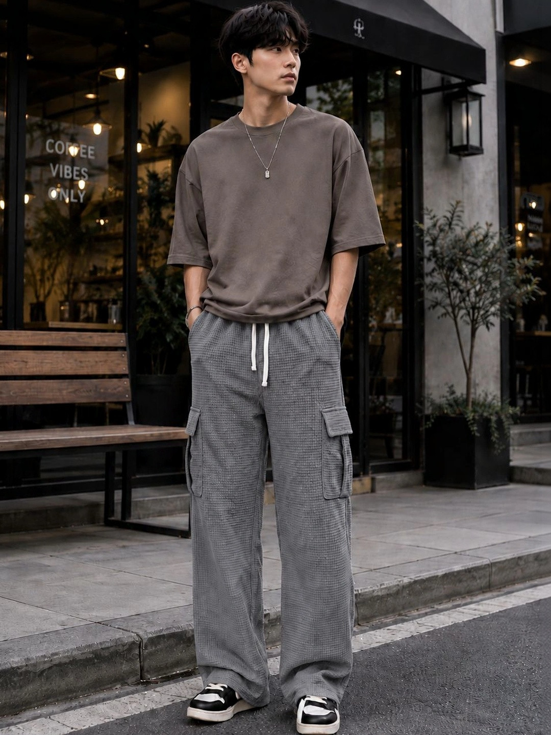 BAESD Men Relaxed Fit Textured Antimicrobial Cargos