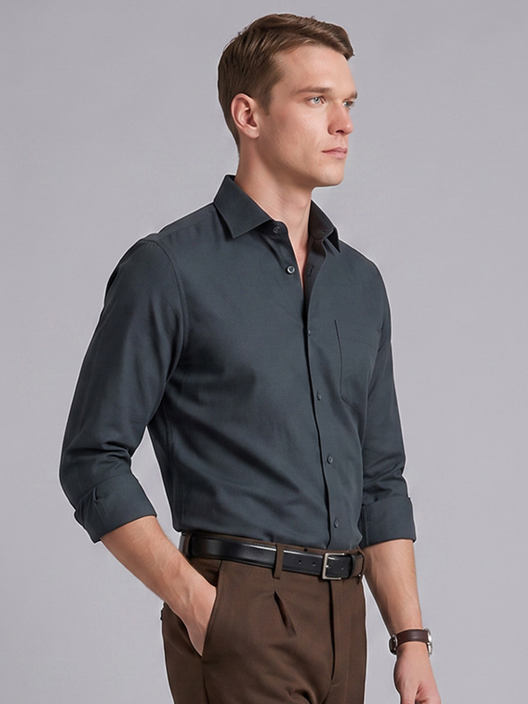 Blackberrys Textured Pure Cotton Formal Shirt