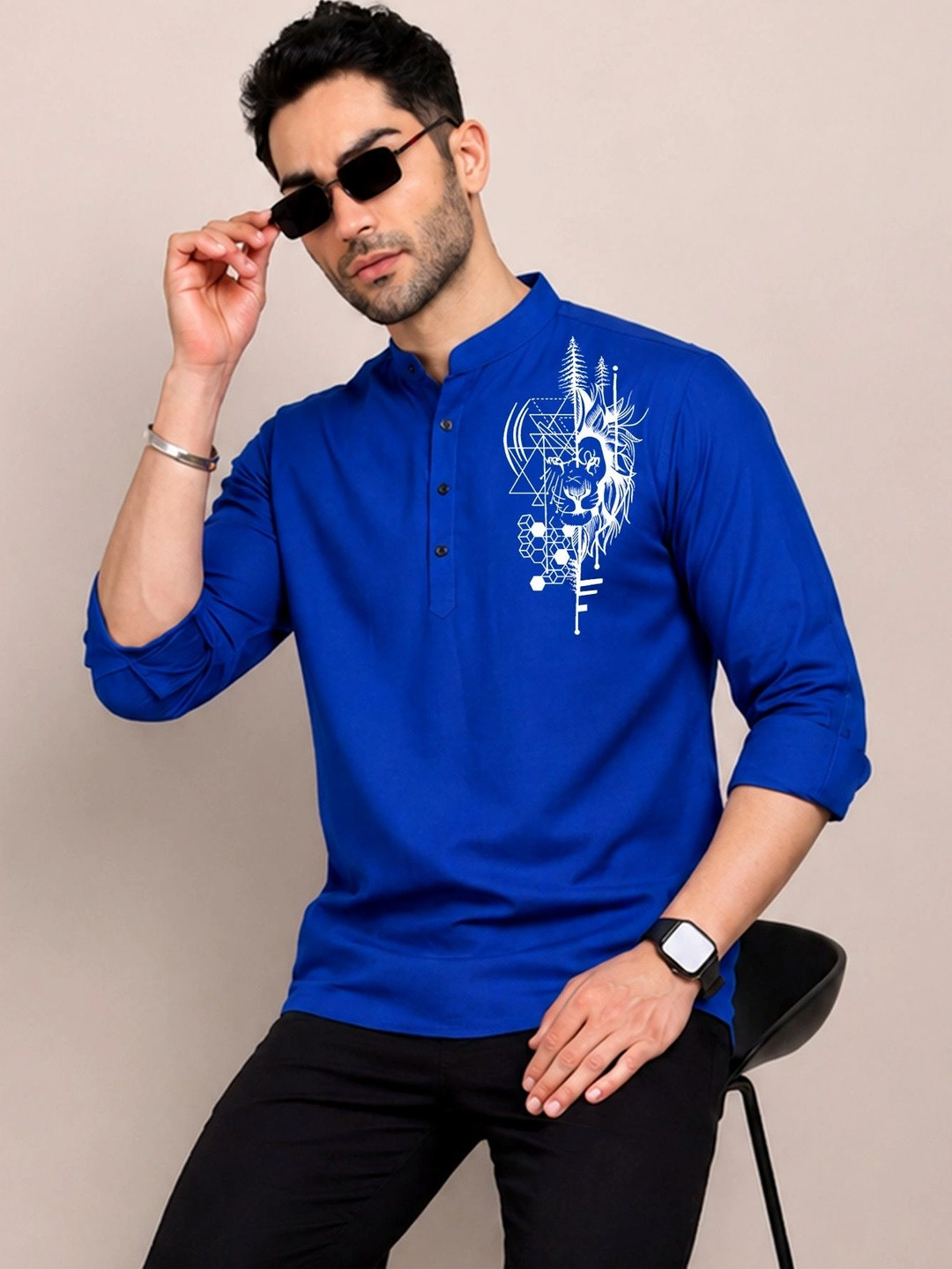 Kavyangle Creation Men Printed Indie Prints Kurta