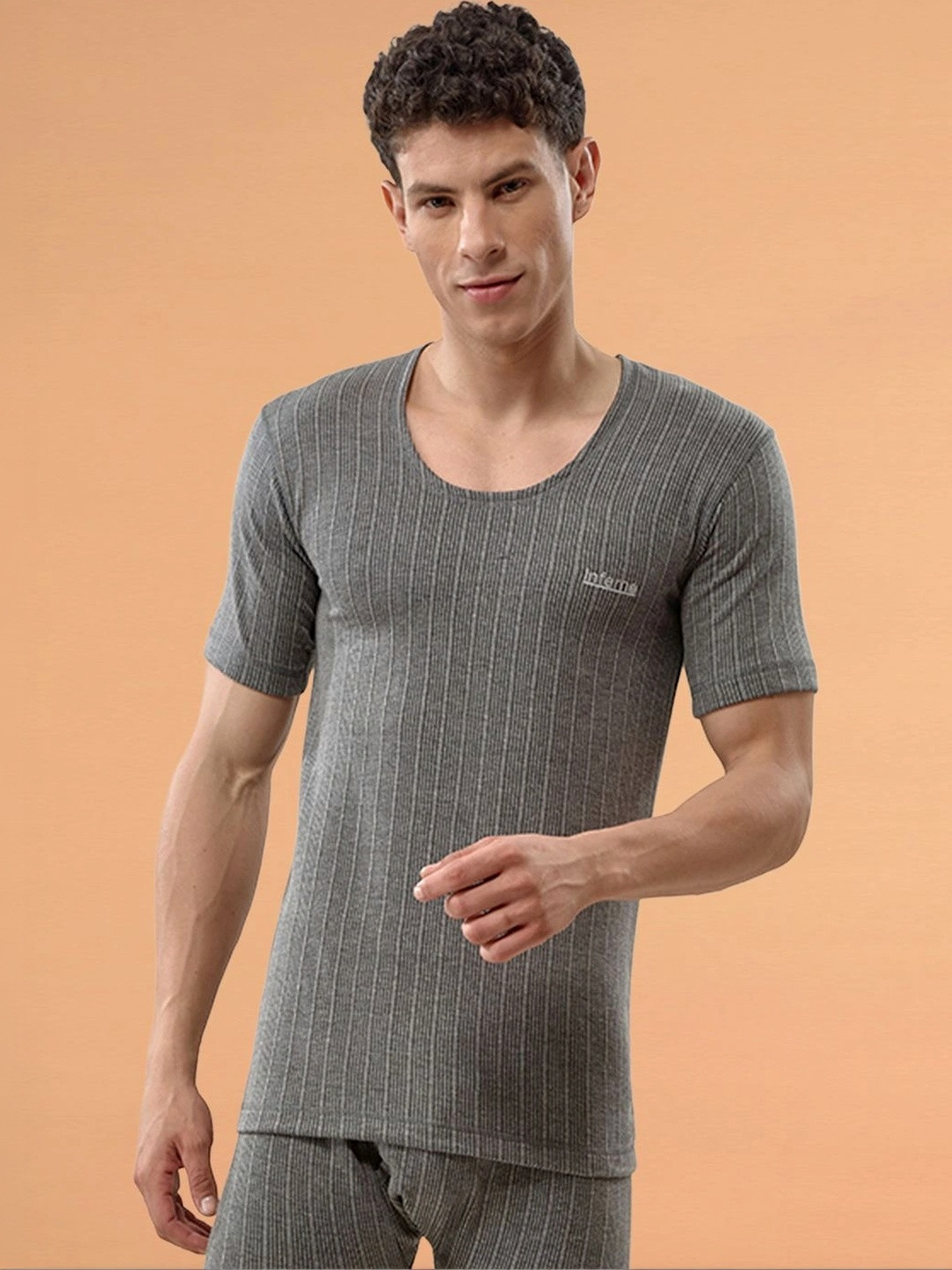 INFERNO Men Cotton Blend Round Neck Half Sleeve Soft Warm Winter Thermal Top