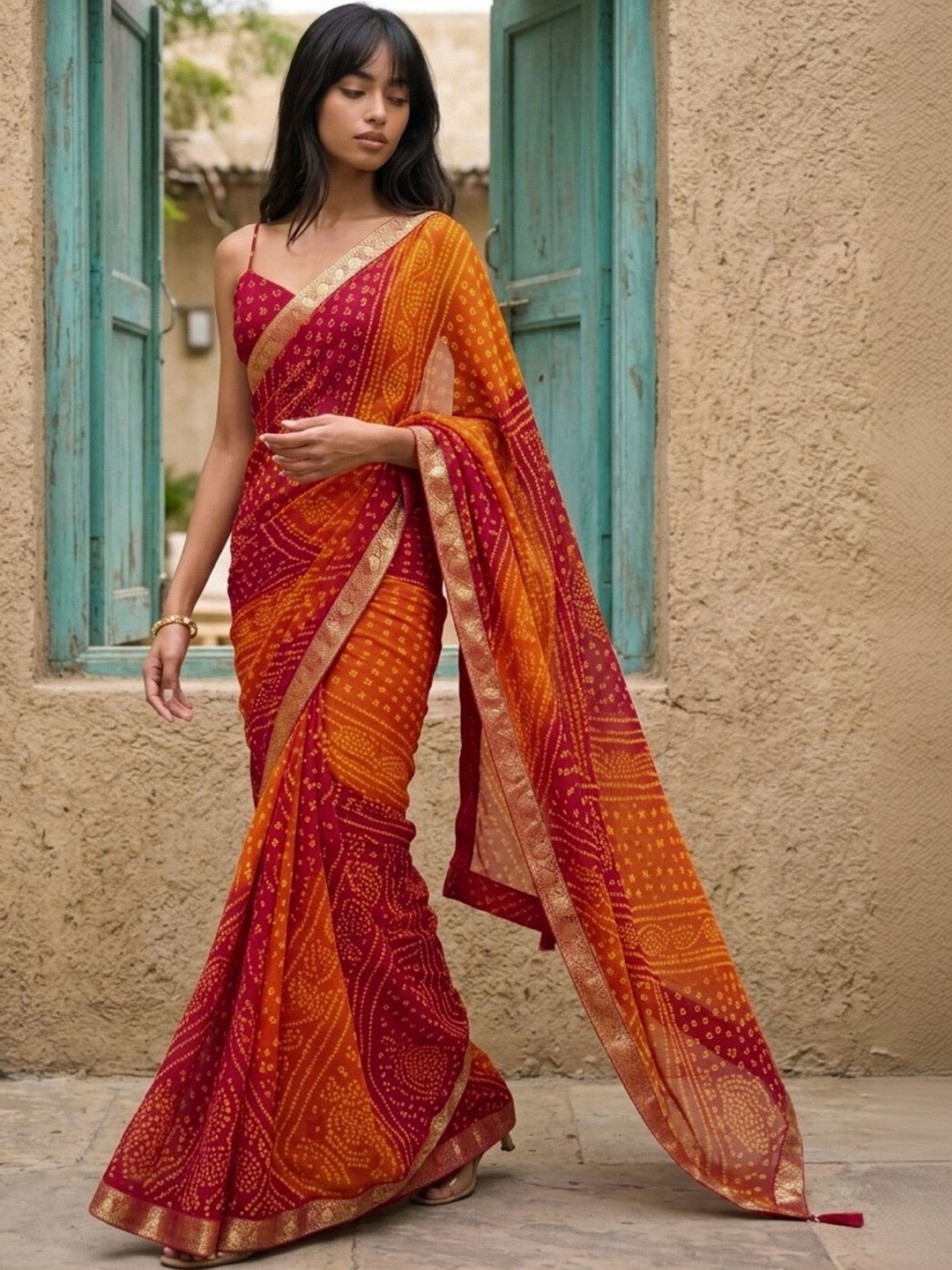 SAARA Ethnic Motifs Pure Chiffon Saree
