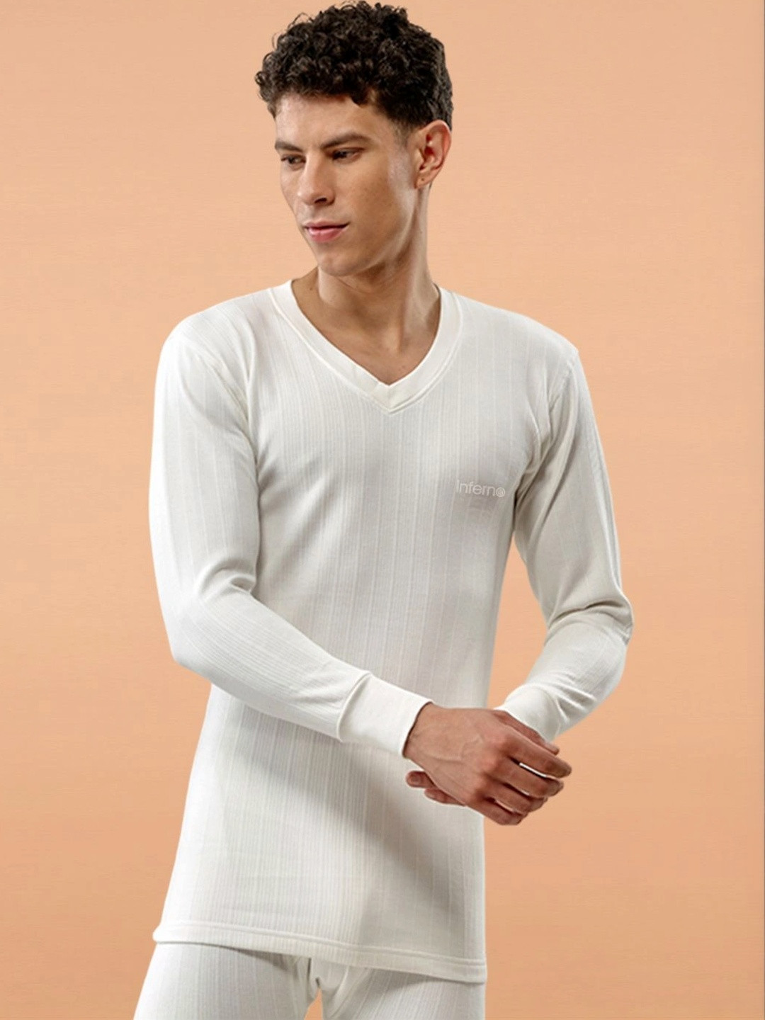 INFERNO Men Cotton Blend V- Neck Full Sleeve Soft Warm Winter Thermal Top