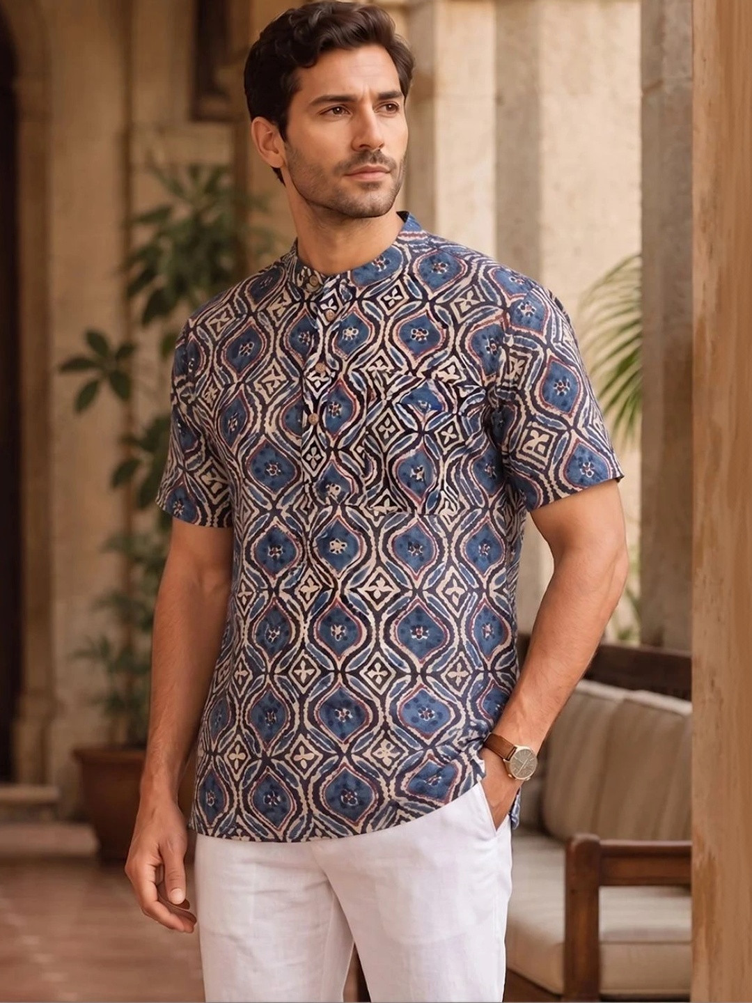Avishya Men Tribal Printed Handloom Kurta