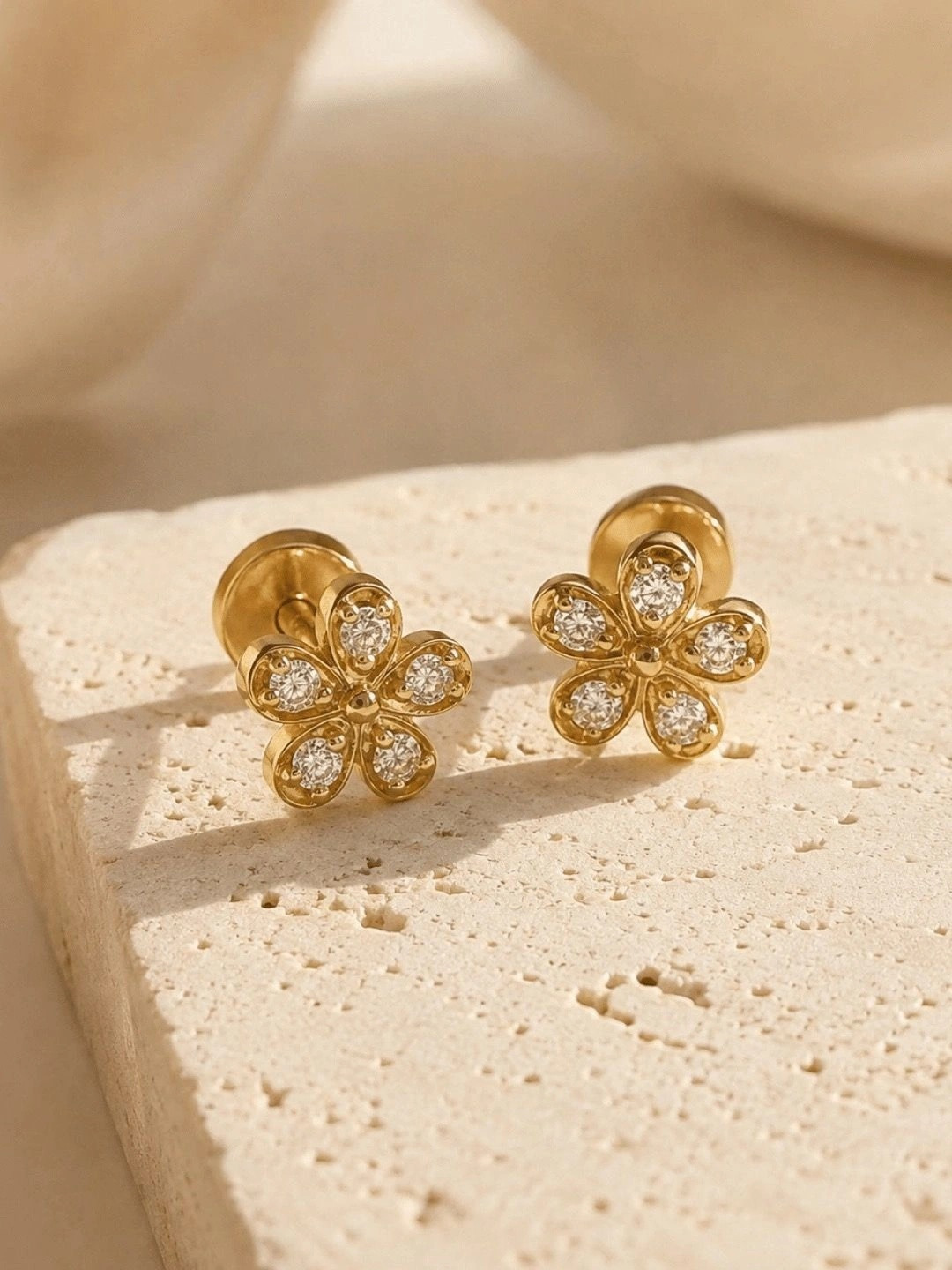 Anushka Jain Jewellery 925 Sterling Silver Gold-Plated CZ Studded Classic Studs