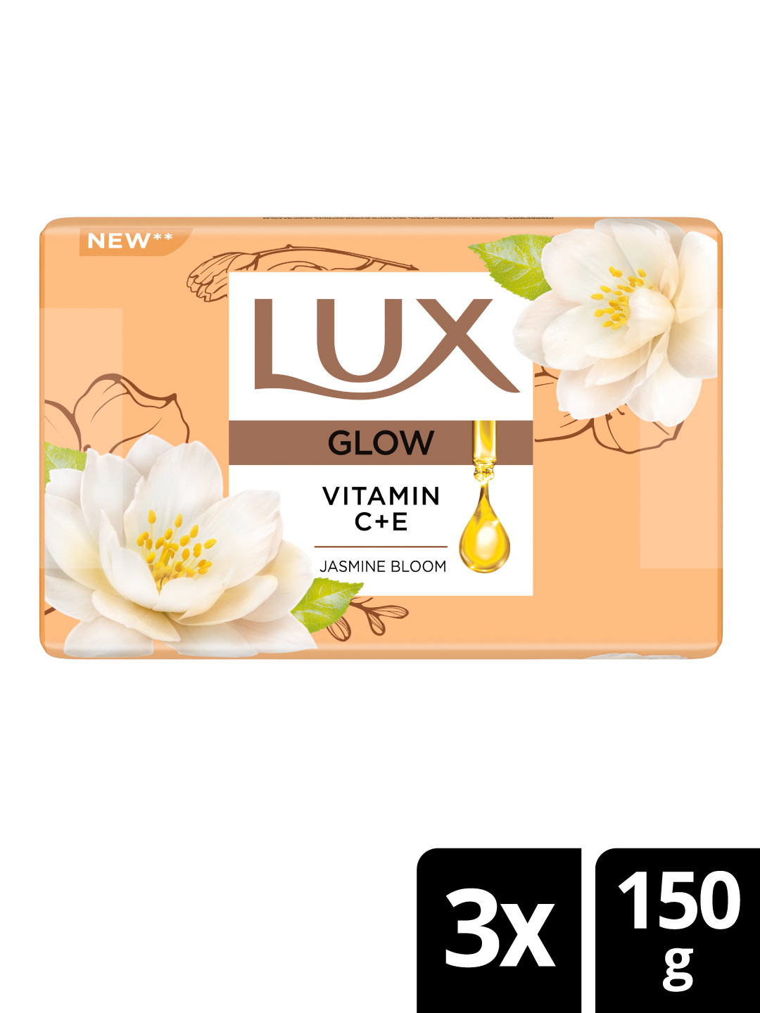LUX Set of 3 Flaw-Less Glow Jasmine Soap wit Vitamin C & E - 150 g Each