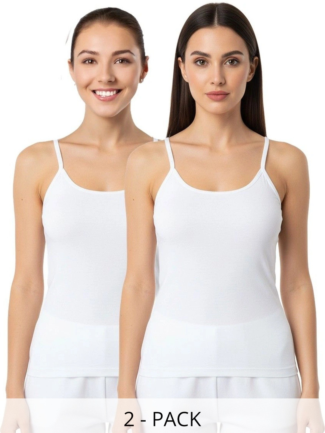 PLEASURE Pack Of 2 Cotton Non Padded Camisoles