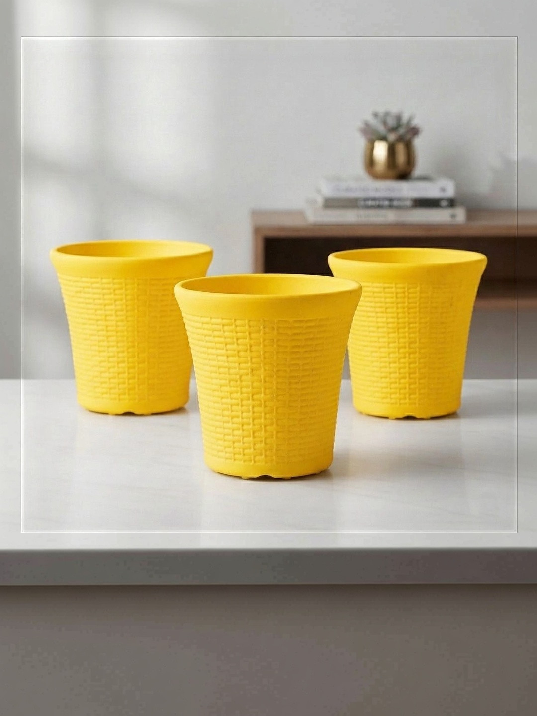 OEM Yellow 3 Pcs Plastic Planters