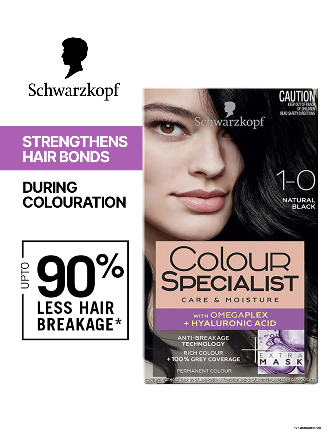 Schwarzkopf Colour Specialist Permanent Hair Colour 165ml - Natural Black 1.0