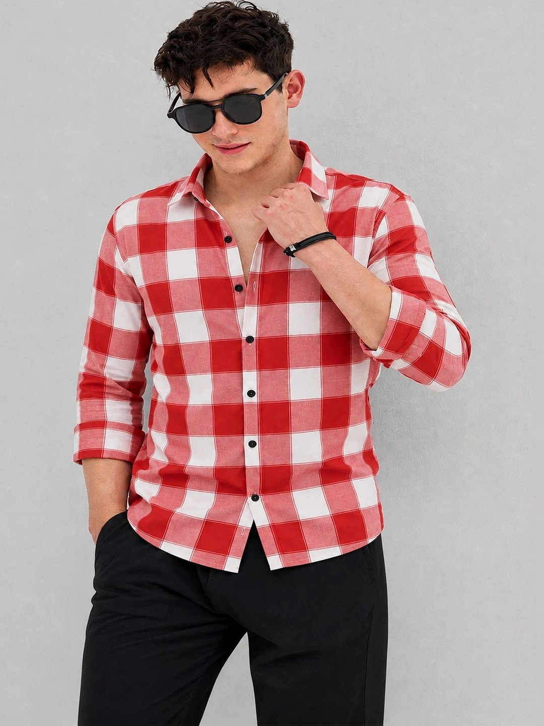 Ravyaah hub Men Buffalo Checks Checked Casual Shirt