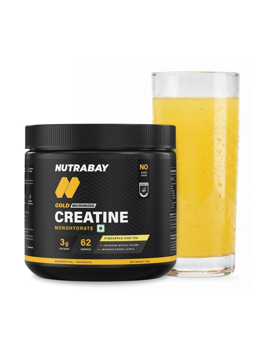 Nutrabay Gold Micronised Creatine Monohydrate - 250 g - Pineapple Ice Tea Flavor