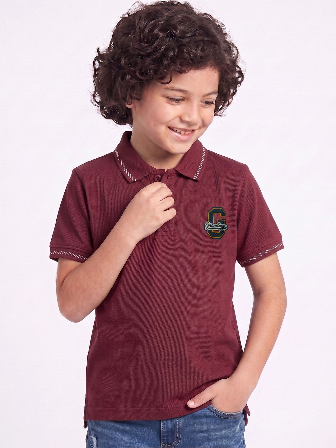 Grand Max Boys Brand Logo Polo Collar T-shirt