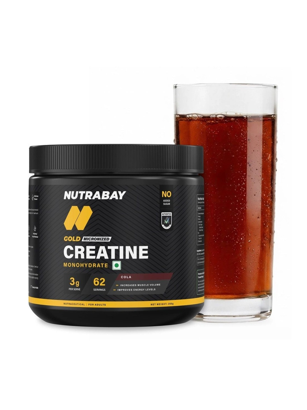 Nutrabay Gold Micronised Creatine Monohydrate - 250 g - Cola Flavor