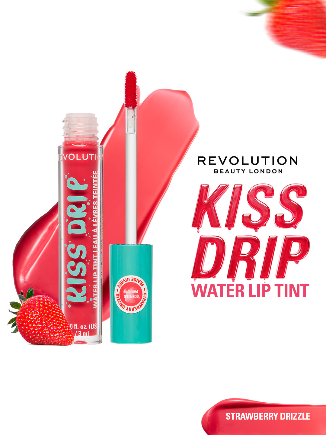 Makeup Revolution London Kiss Drip Water Lip Tint - 3 ml - Strawberry Drizzle
