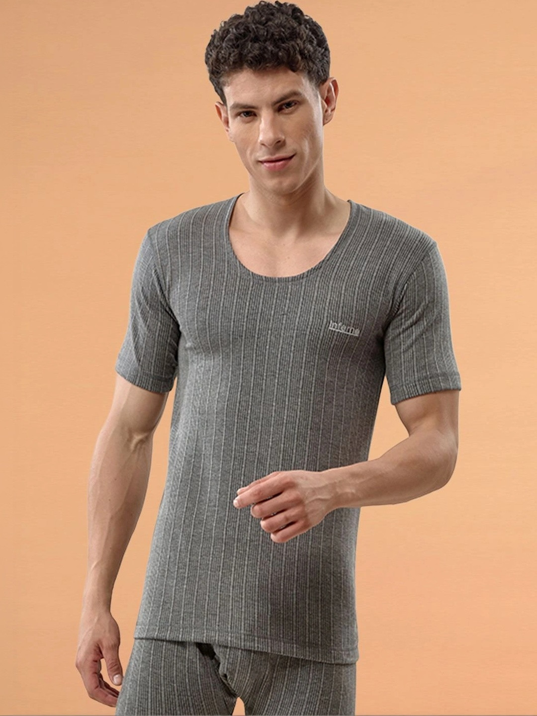 INFERNO Men Cotton Blend Round Neck Half Sleeve Soft Warm Winter Thermal Top