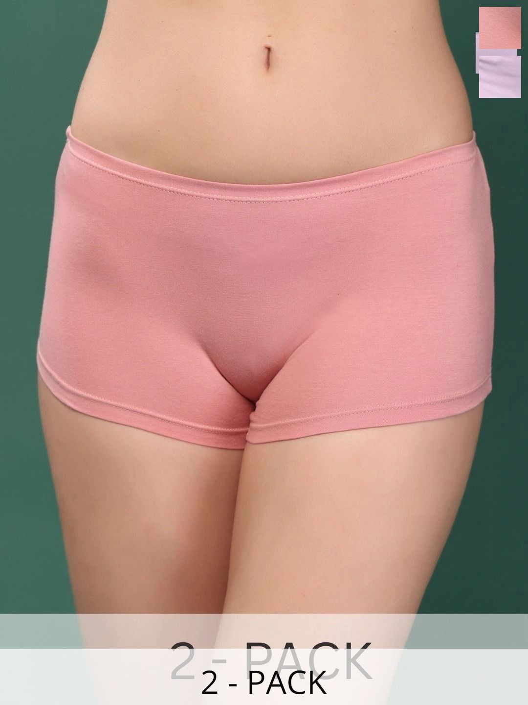 DressBerry Women Pack of 2 Assorted Cotton Blend Boy Shorts