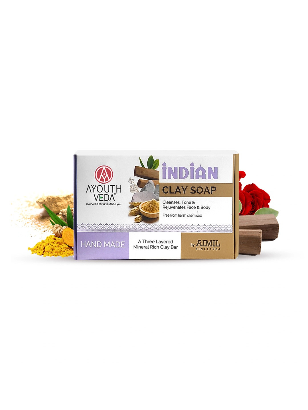 AYOUTHVEDA Brown Handmade Indian Clay Soap-110gm