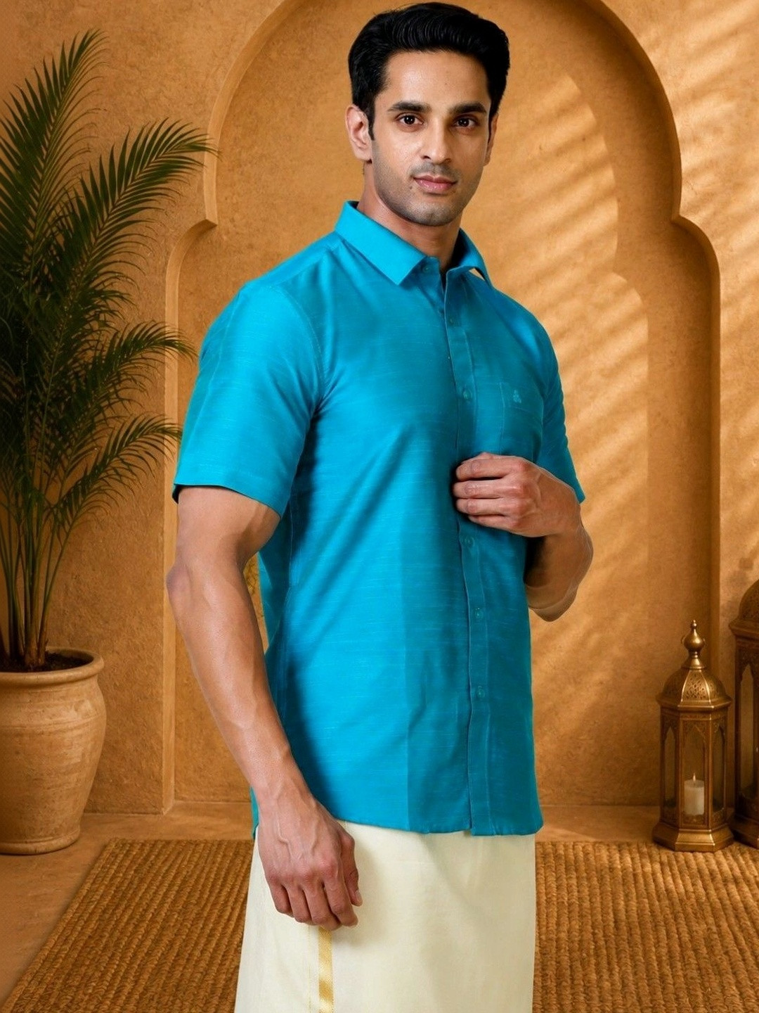 TATTVA Classic Slim Fit Short Sleeves Ethnic Shirt