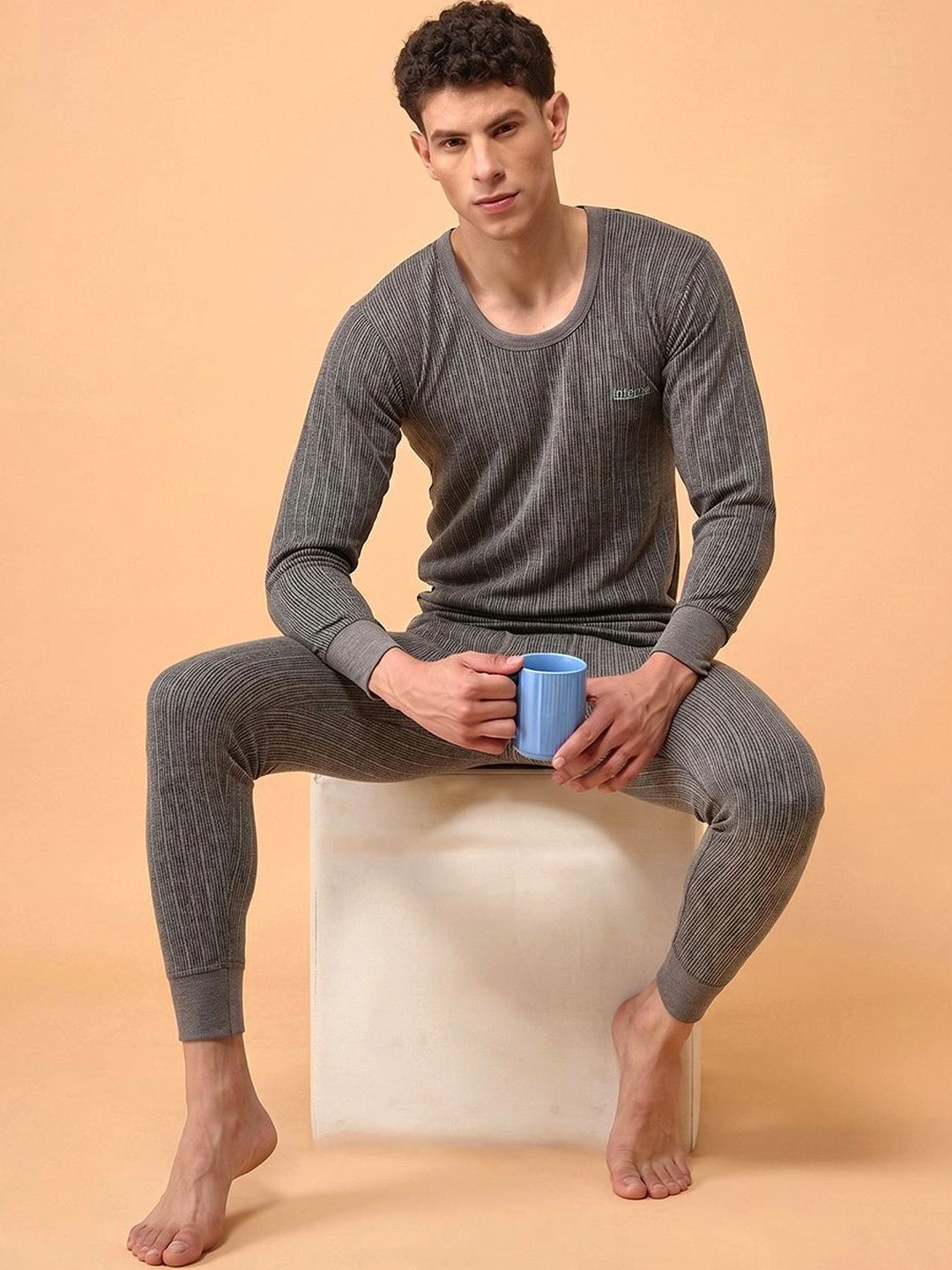 INFERNO Men Cotton Blend Round Neck Full Sleeve Soft Warm Winter Thermal Top & Trouser Set