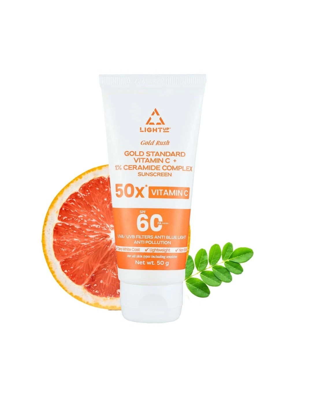 LIGHT UP Gold Standard Vitamin C + 1% Ceramide Complex Sunscreen Spf 60 Pa ++++ - 50 g