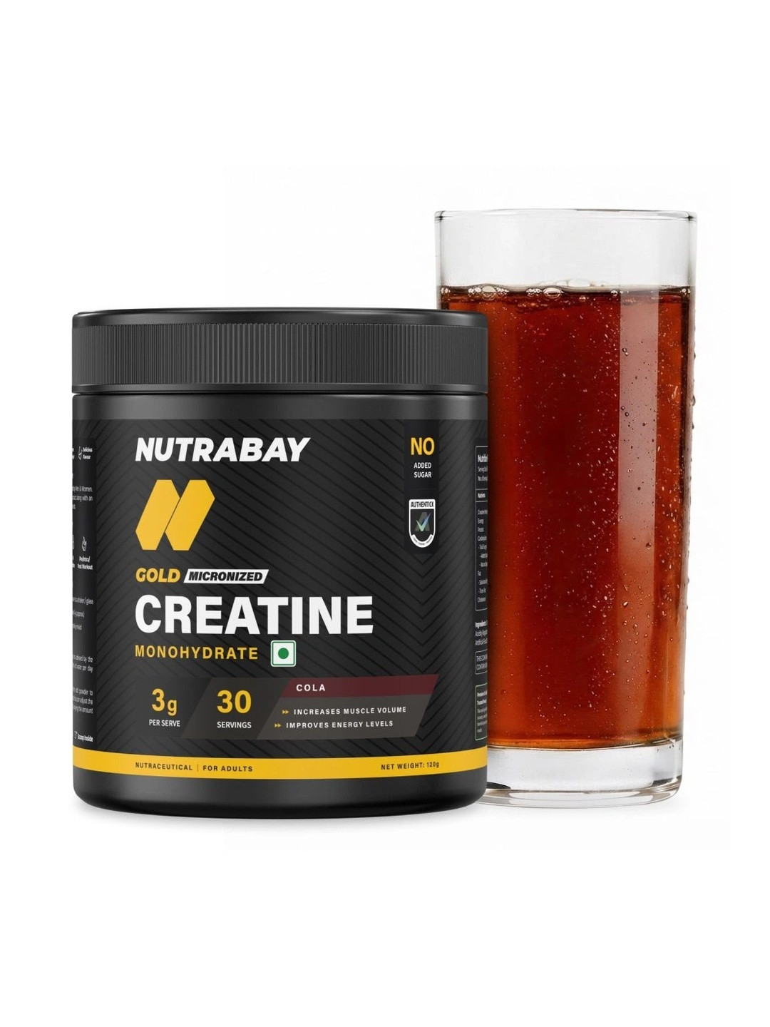 Nutrabay Gold Micronised Creatine Monohydrate - 120 g - Cola Flavor