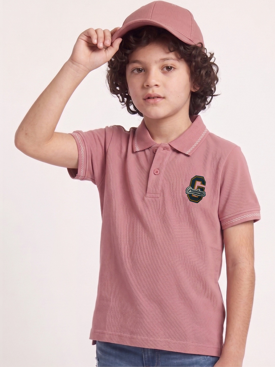 Grand Max Boys Brand Logo Polo Collar T-shirt