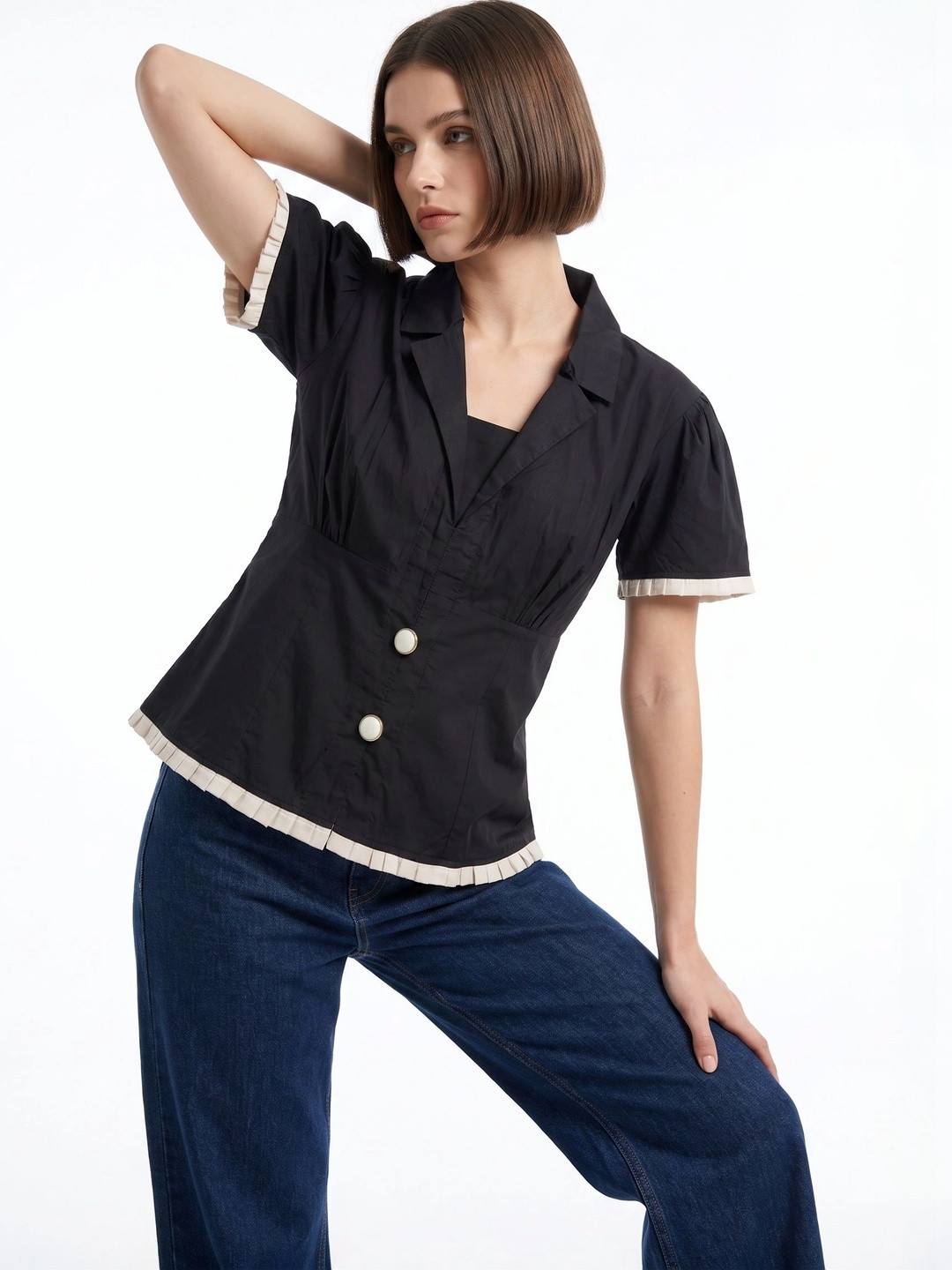 ZNKL Puff Sleeve Cotton Top