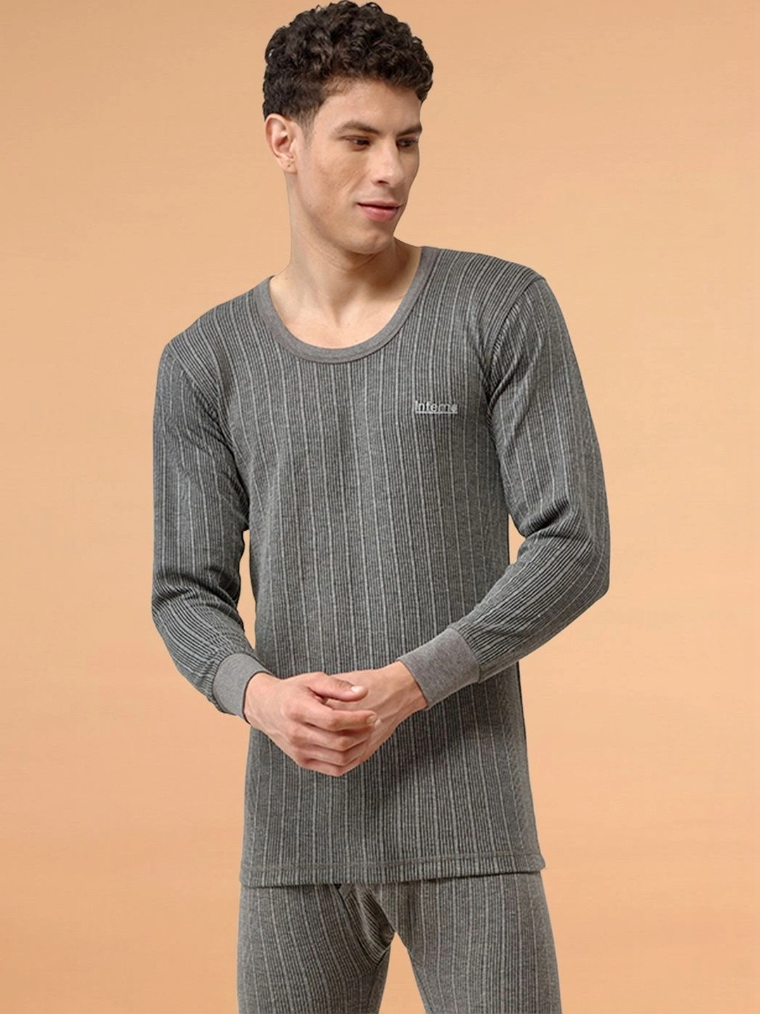 INFERNO Men Cotton Blend Round Neck Full Sleeve Soft Warm Winter Thermal Top