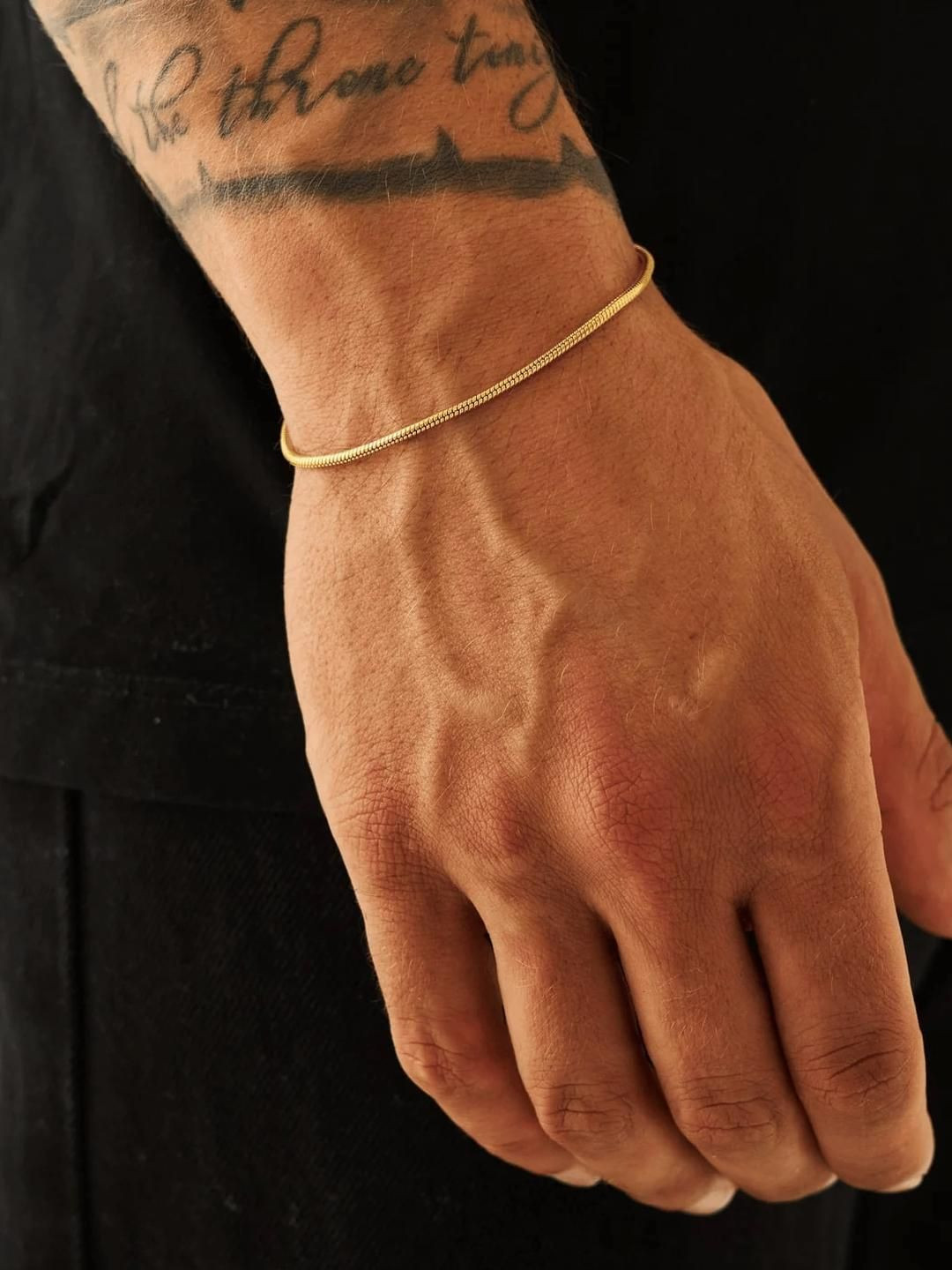 MILLER Men Stainless Steel 1mm Gold-Plated Link Bracelet